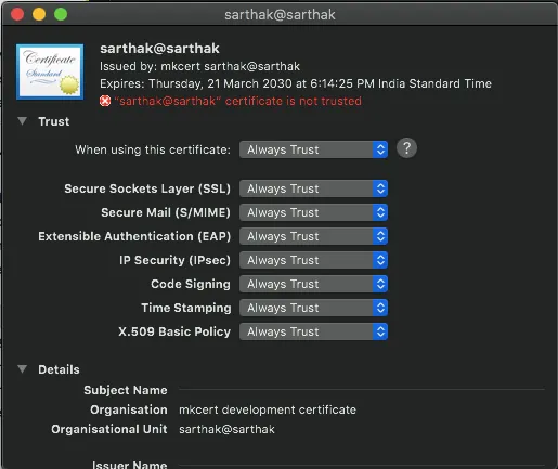 Setting Permissions to Always Trust