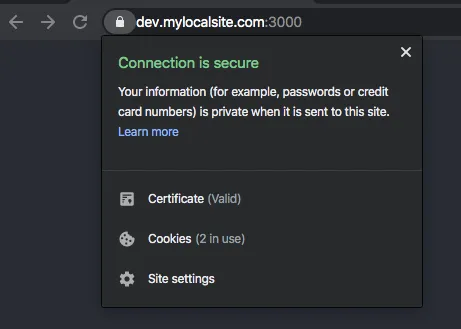 Connection Secure message on browser