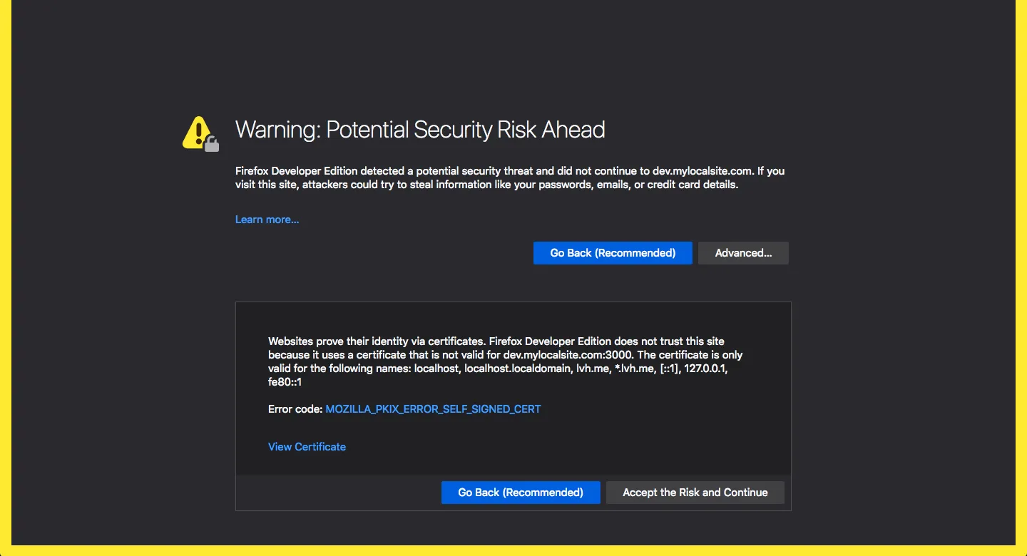 Privacy error on Firefox due to invalid root common name