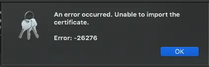 Keychain access erorr -26276
