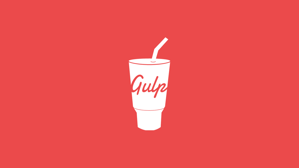 Gulp Logo in white against a red background